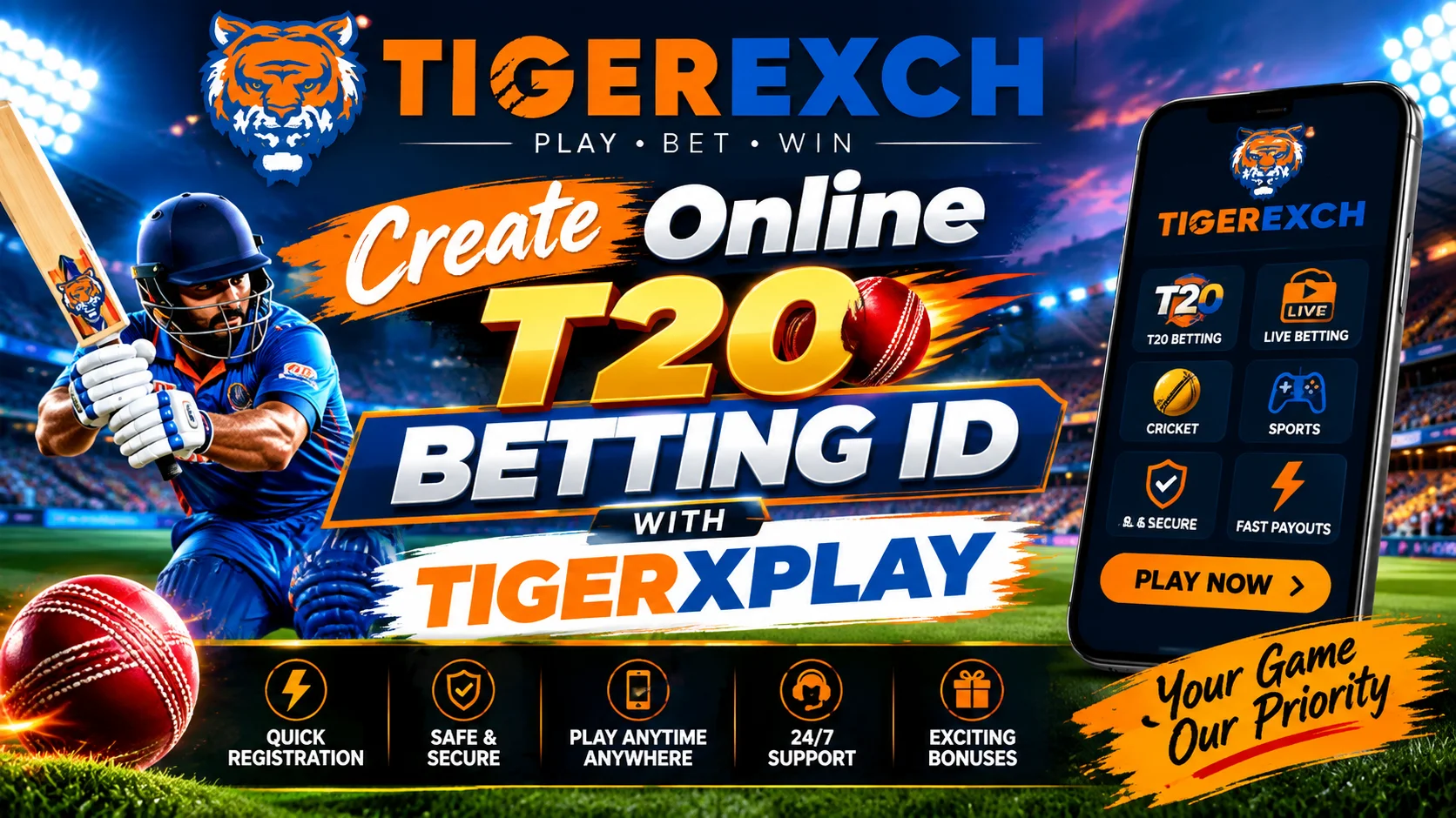 Creat Online T20 Betting ID With TigerXplay